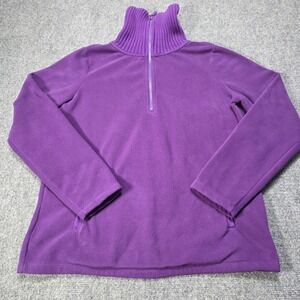Lands‎ End Purple Fleece Quarter Zip Mock Neck Tunic Sweater Women Medium EUC
